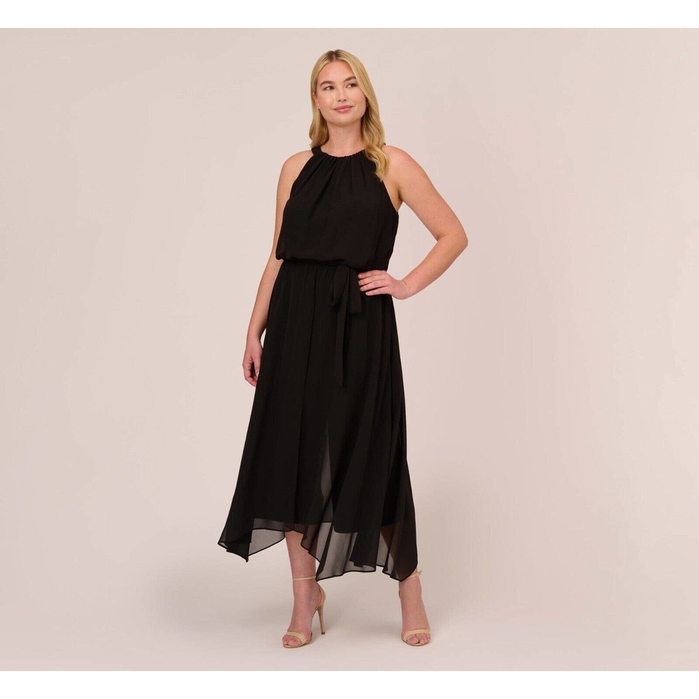 NEW Adrianna Papell  Tie Waist Blouson Chiffon Jumpsuit SIZE 12/100%AUTHENTIC